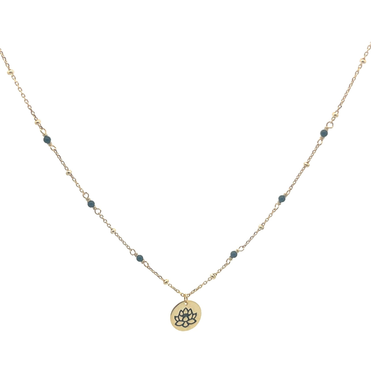 Enamel and bead Lotus charm necklaceNecklace