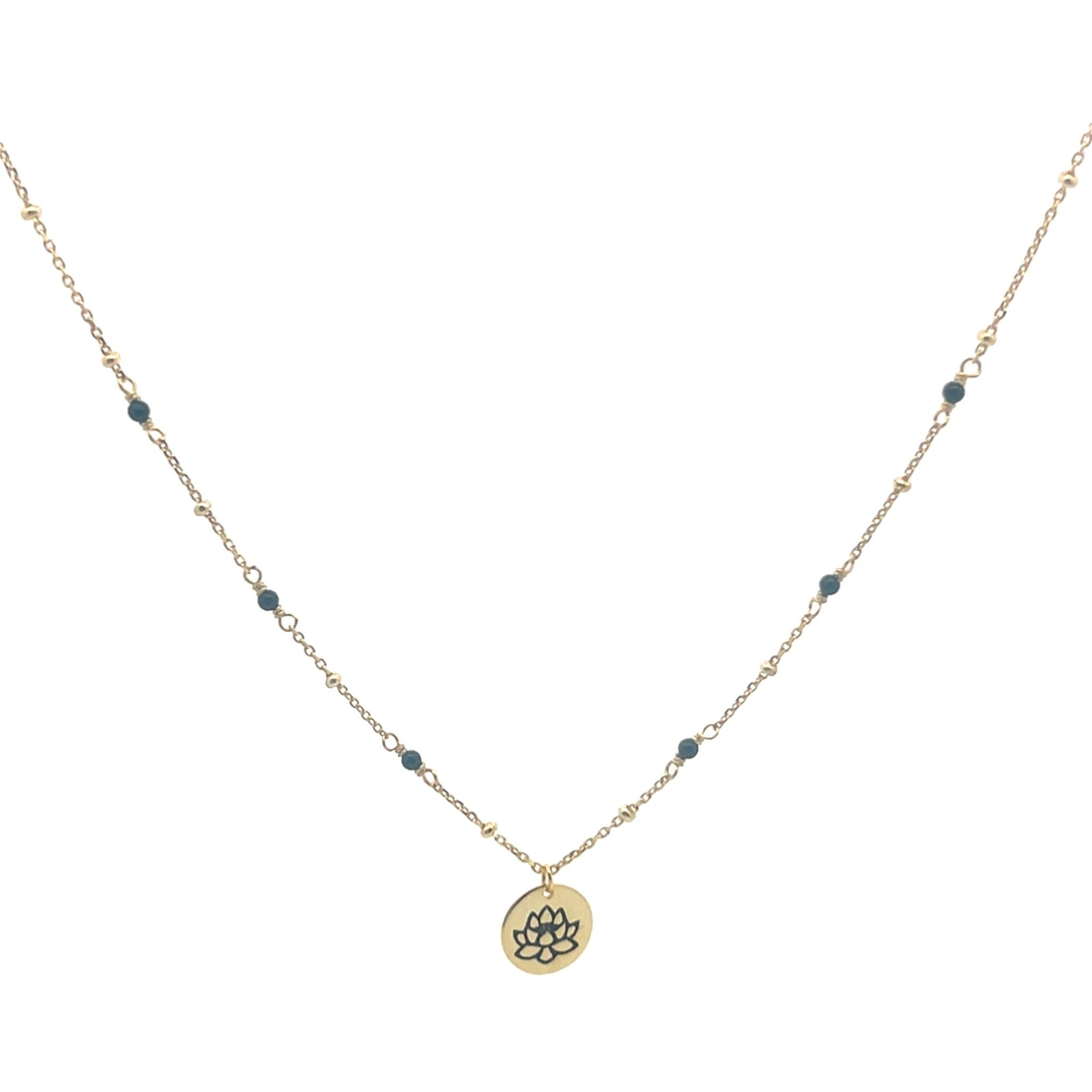Enamel and bead Lotus charm necklaceNecklace