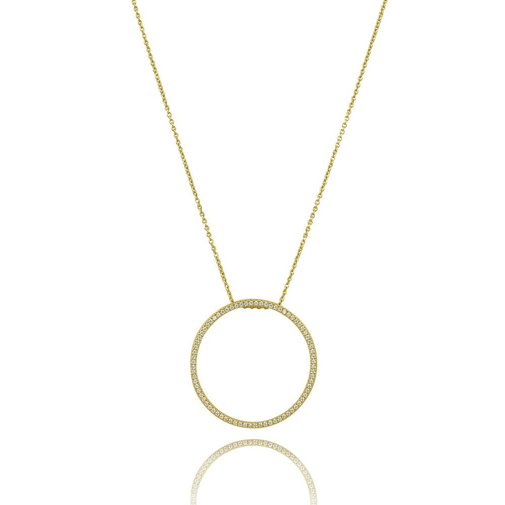 Equilibrium CZ Circle Necklace Adjustable Sterling SilverNecklace