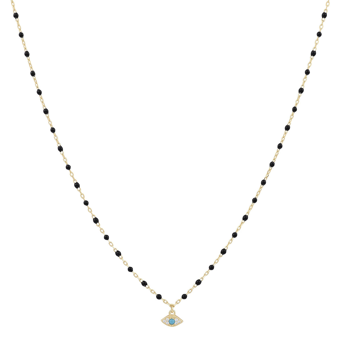 Evil Eye Beaded Necklace Gold Plated — Good Luck ProtectionNecklace