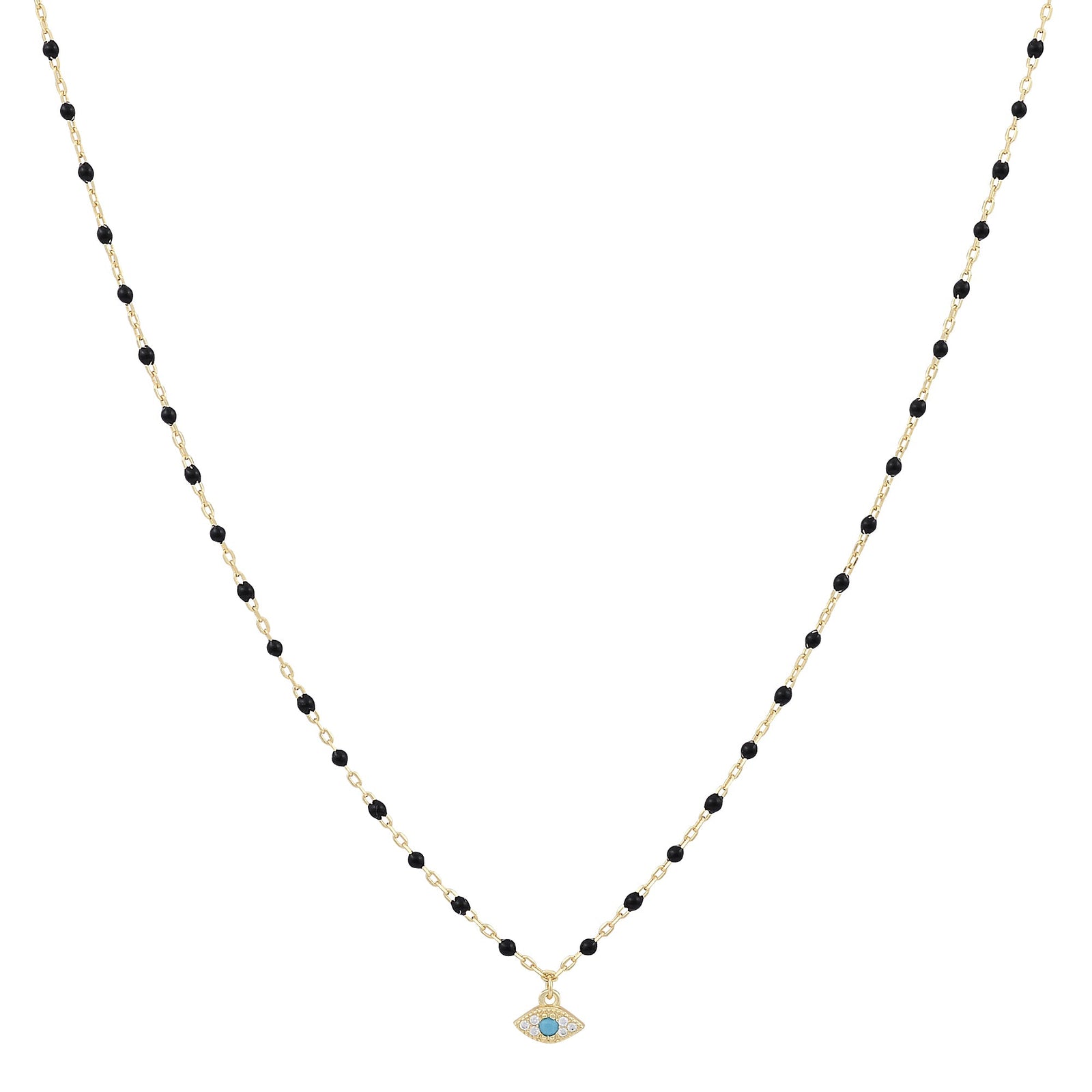 Evil Eye Beaded Necklace Gold Plated — Good Luck ProtectionNecklace