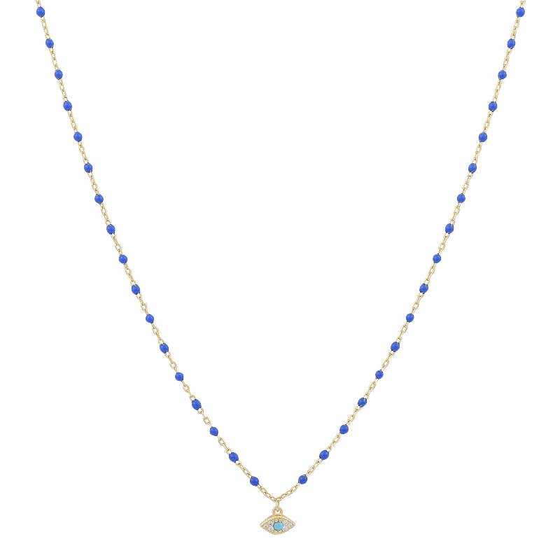 Evil Eye Beaded Necklace Gold Plated — Good Luck ProtectionNecklace