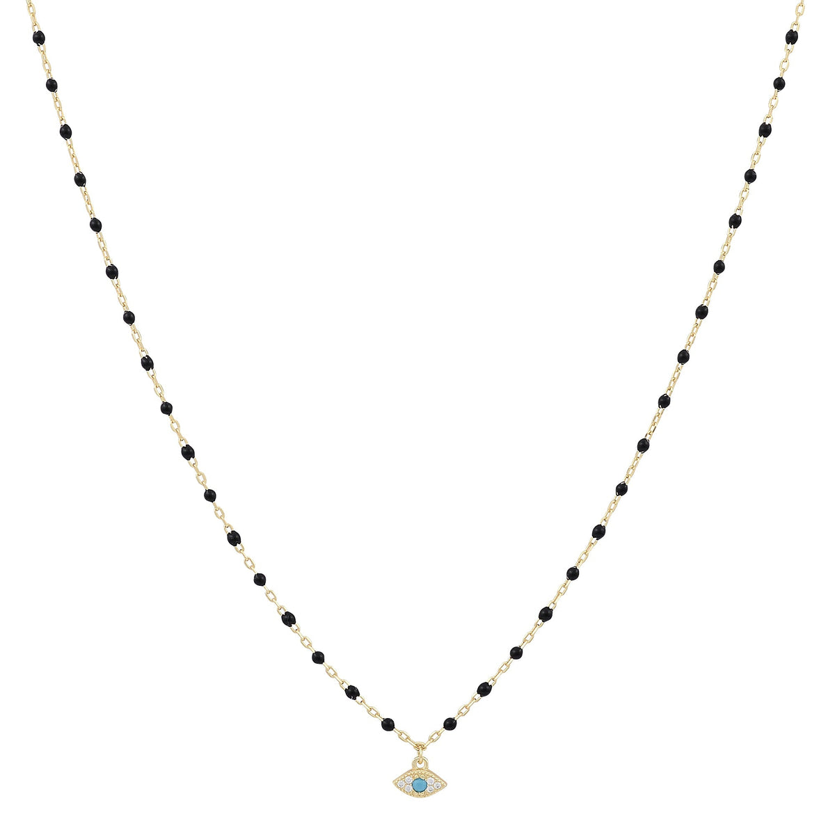 Evil Eye Beaded Necklace Gold Plated — Good Luck ProtectionNecklace