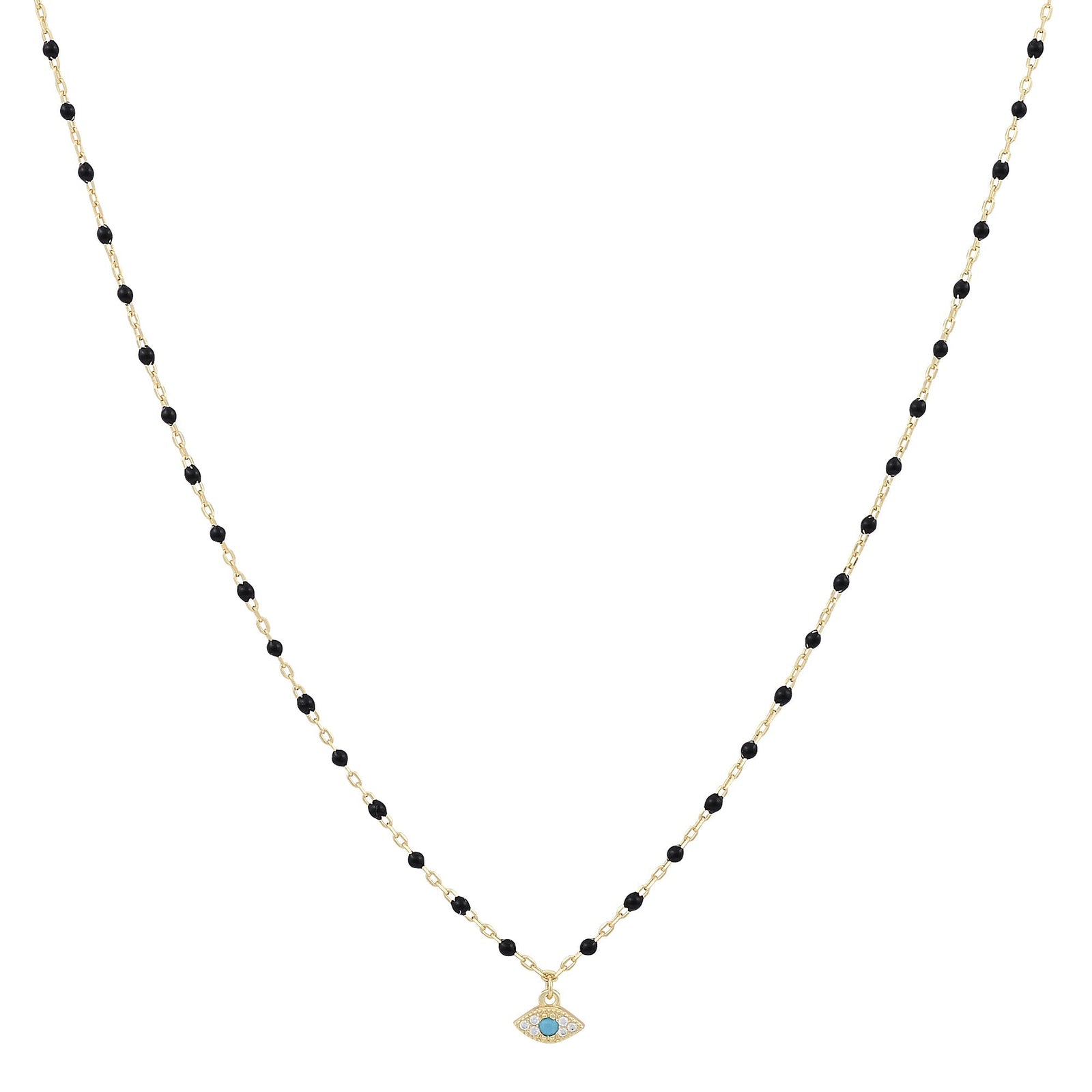 Evil Eye Beaded Necklace Gold Plated — Good Luck ProtectionNecklace