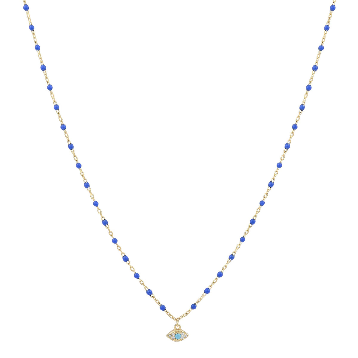 Evil Eye Beaded Necklace Gold Plated — Good Luck ProtectionNecklace