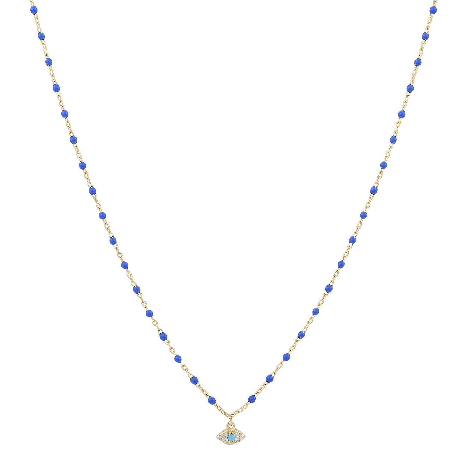 Evil Eye Beaded Necklace Gold Plated — Good Luck ProtectionNecklace