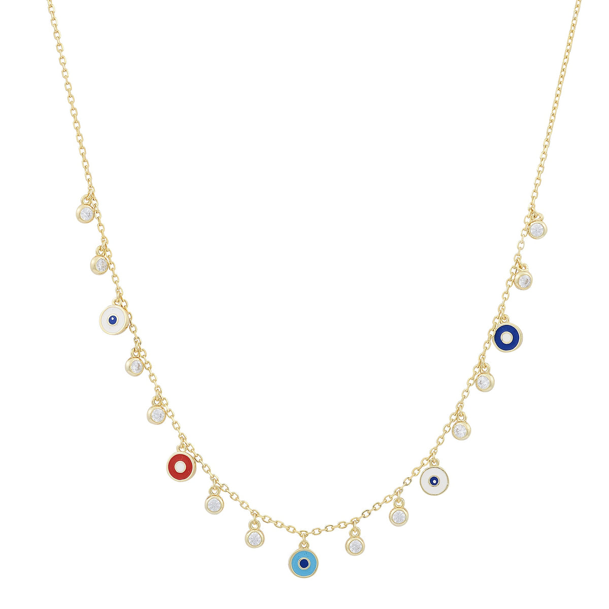 Evil Eye Multi Charm Sterling Silver Necklace - Good Luck ProtectionNecklace