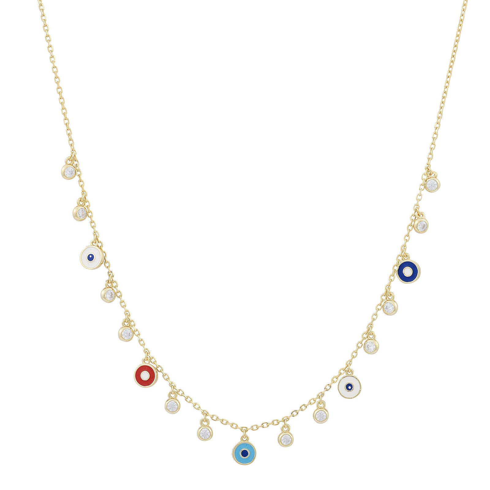 Evil Eye Multi Charm Sterling Silver Necklace - Good Luck ProtectionNecklace