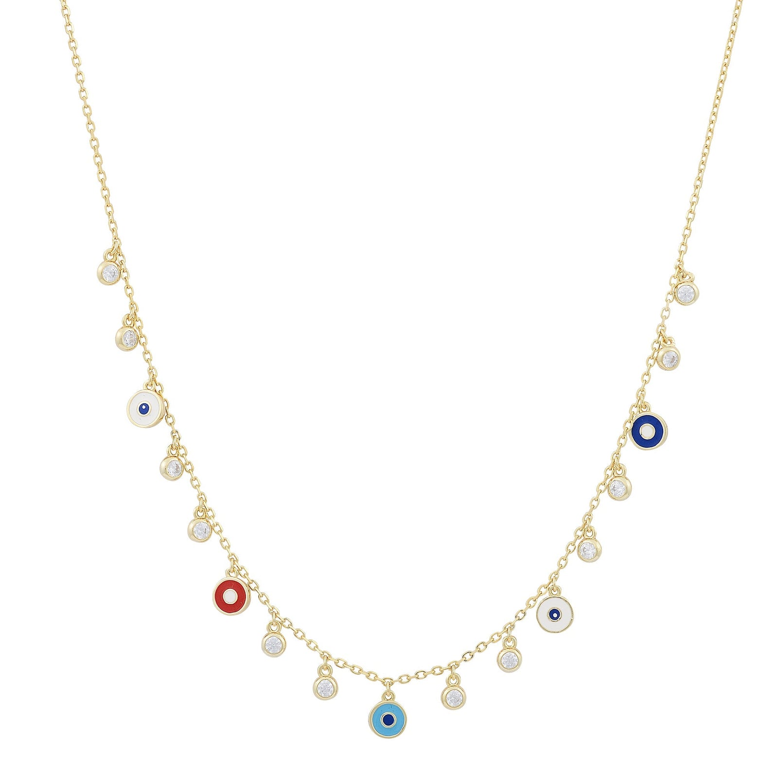 Evil Eye Multi Charm Sterling Silver Necklace - Good Luck ProtectionNecklace