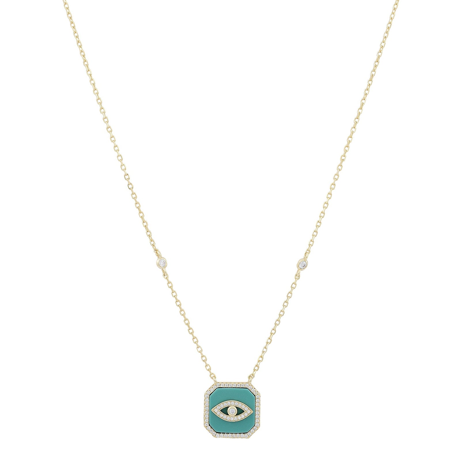 Evil Eye Square Pendant Necklace Sterling SilverNecklace
