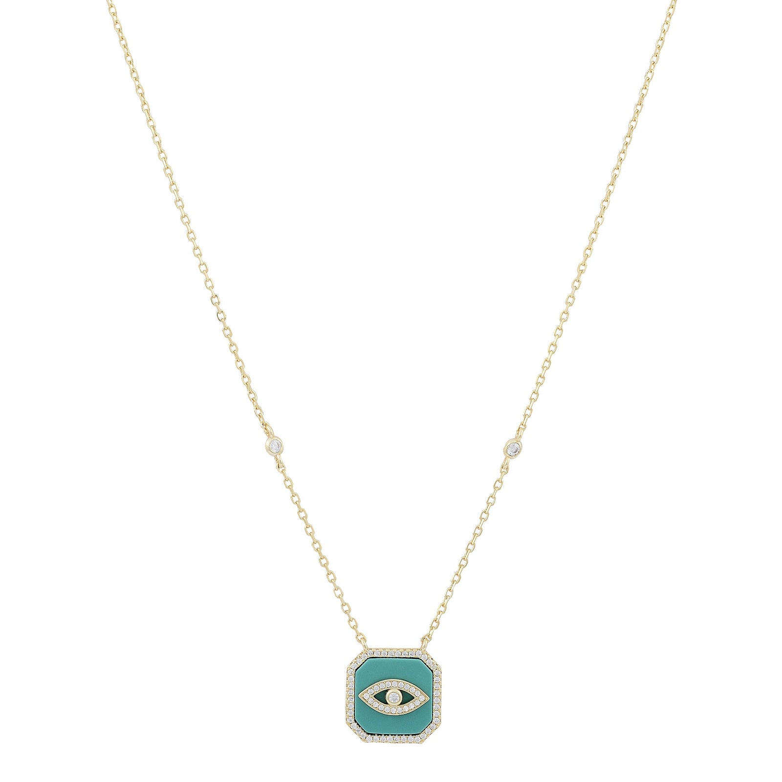 Evil Eye Square Pendant Necklace Sterling SilverNecklace