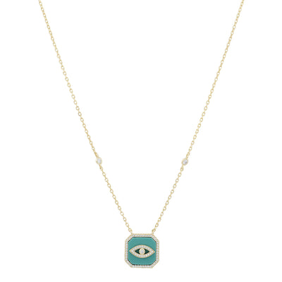 Evil Eye Square Pendant Necklace Sterling SilverNecklace