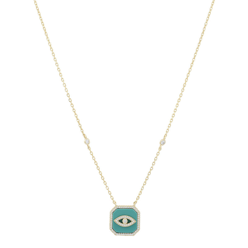 Evil Eye Square Pendant Necklace Sterling SilverNecklace