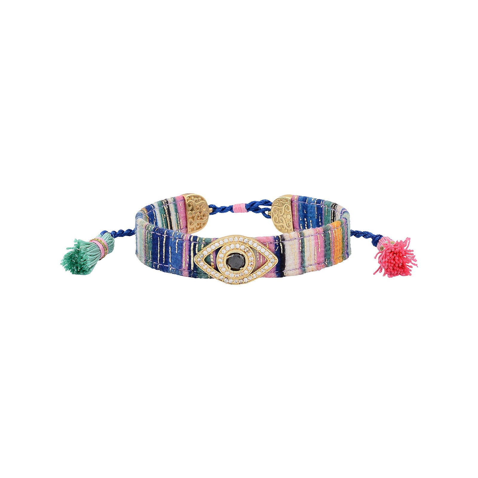 Eye shape multi cord tassle protection bracelet