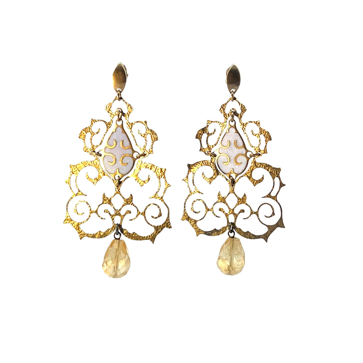 Filigree Citrine drop earringsEarrings