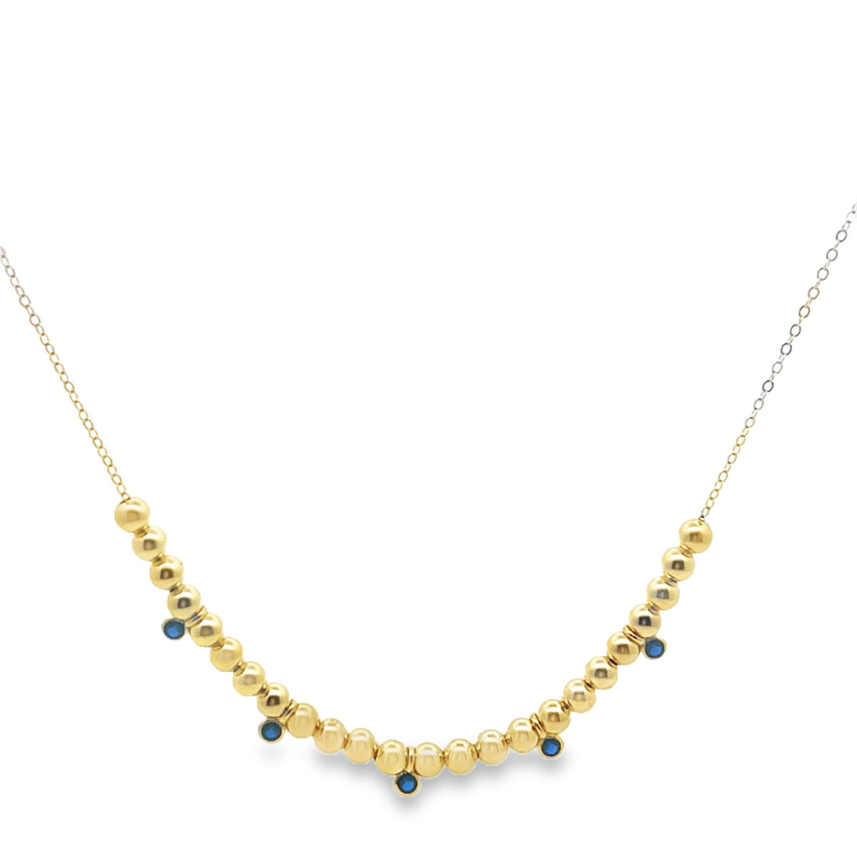 Gold Beaded CZ Drop Necklace — Golden RadianceNecklace