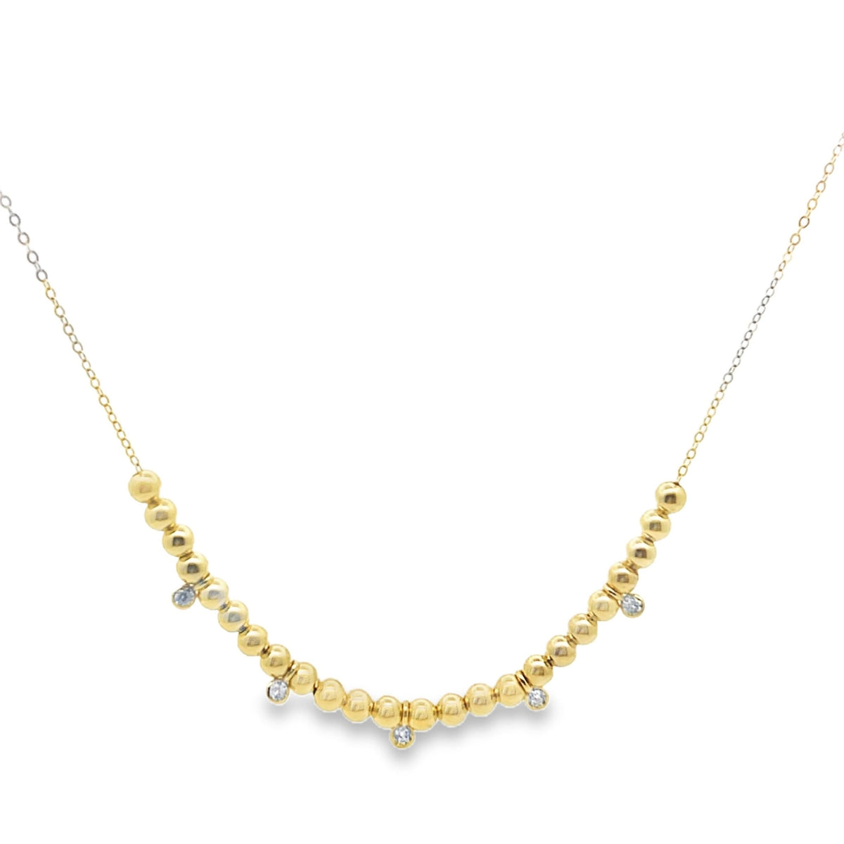Gold Beaded CZ Drop Necklace — Golden RadianceNecklace