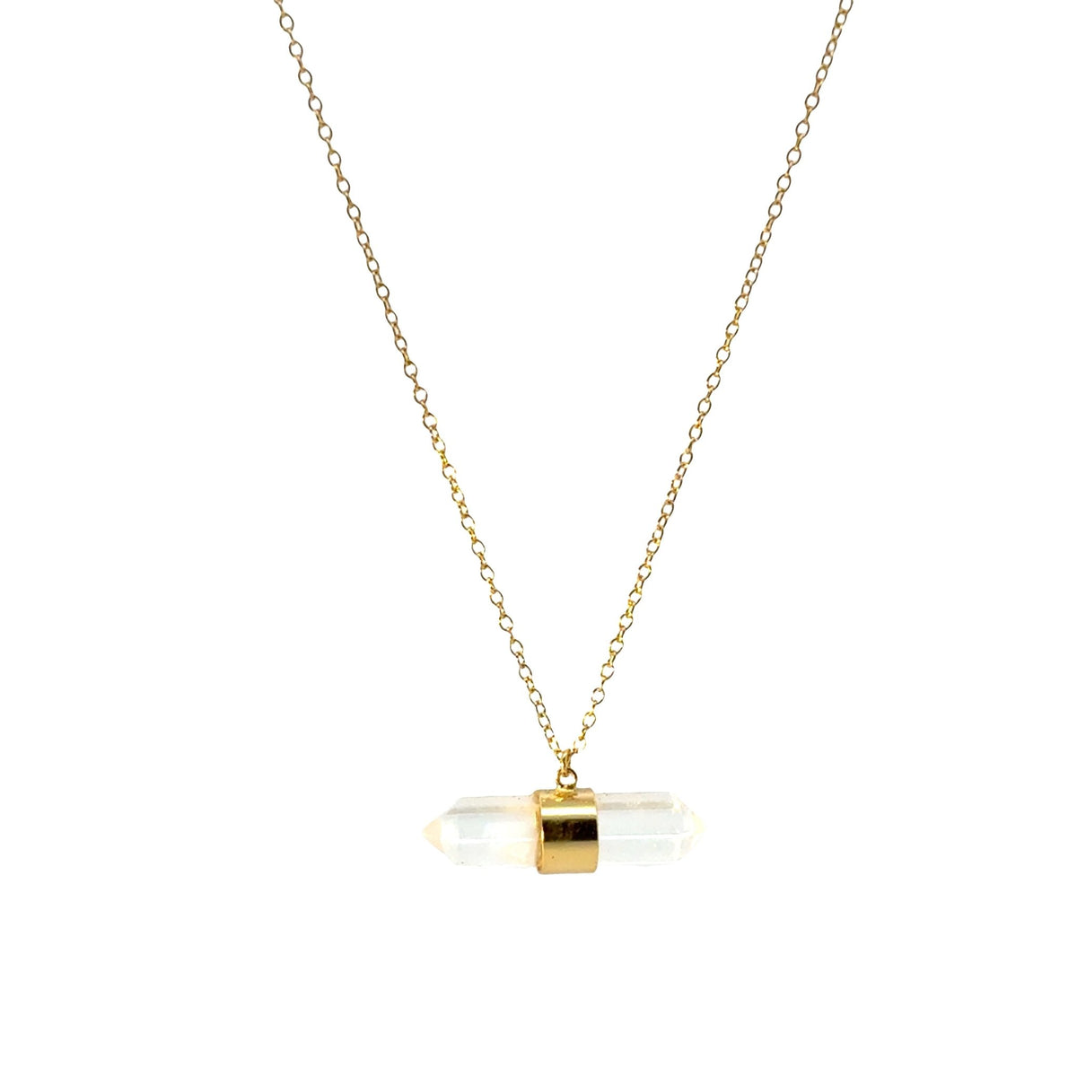 Gold Crystal Bar Necklace – Minimalist PendantNecklace