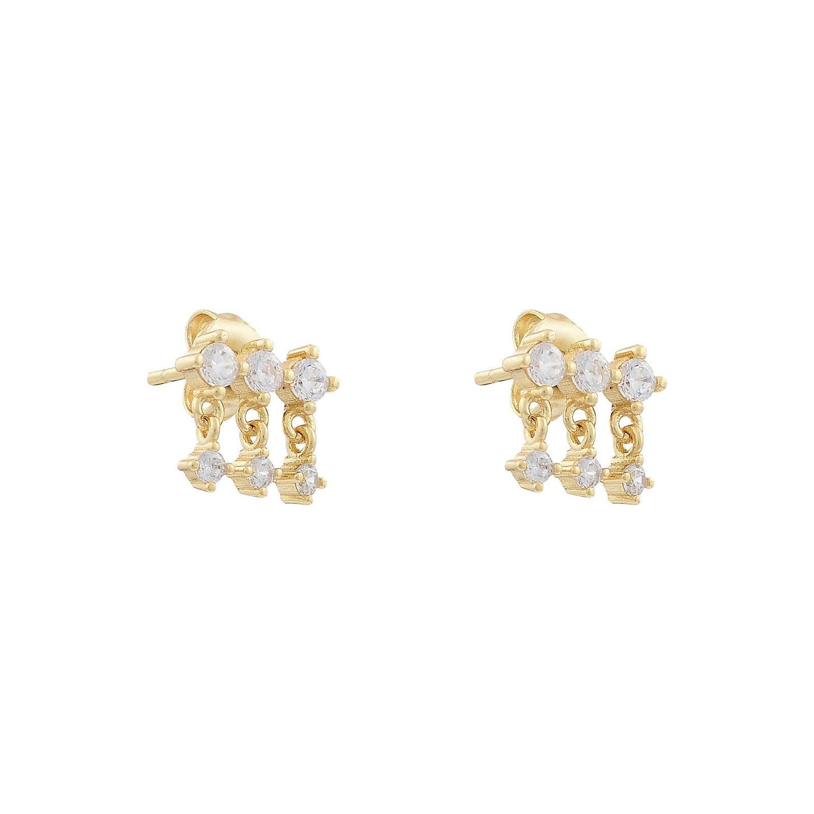 Gold CZ Three Drop Fringe EarringsEarrings