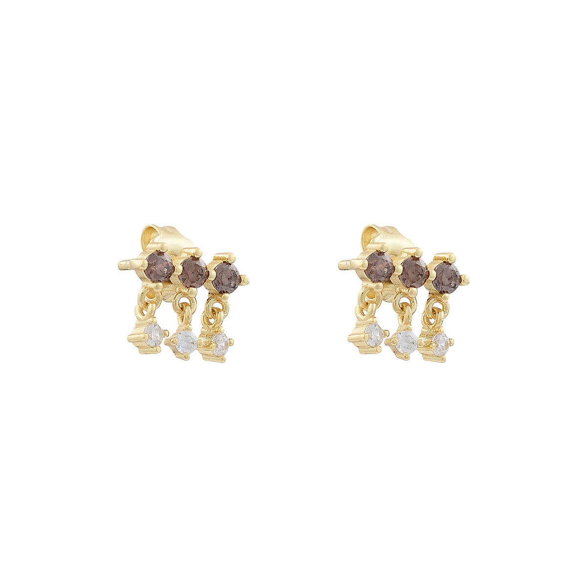 Gold CZ Three Drop Fringe EarringsEarrings