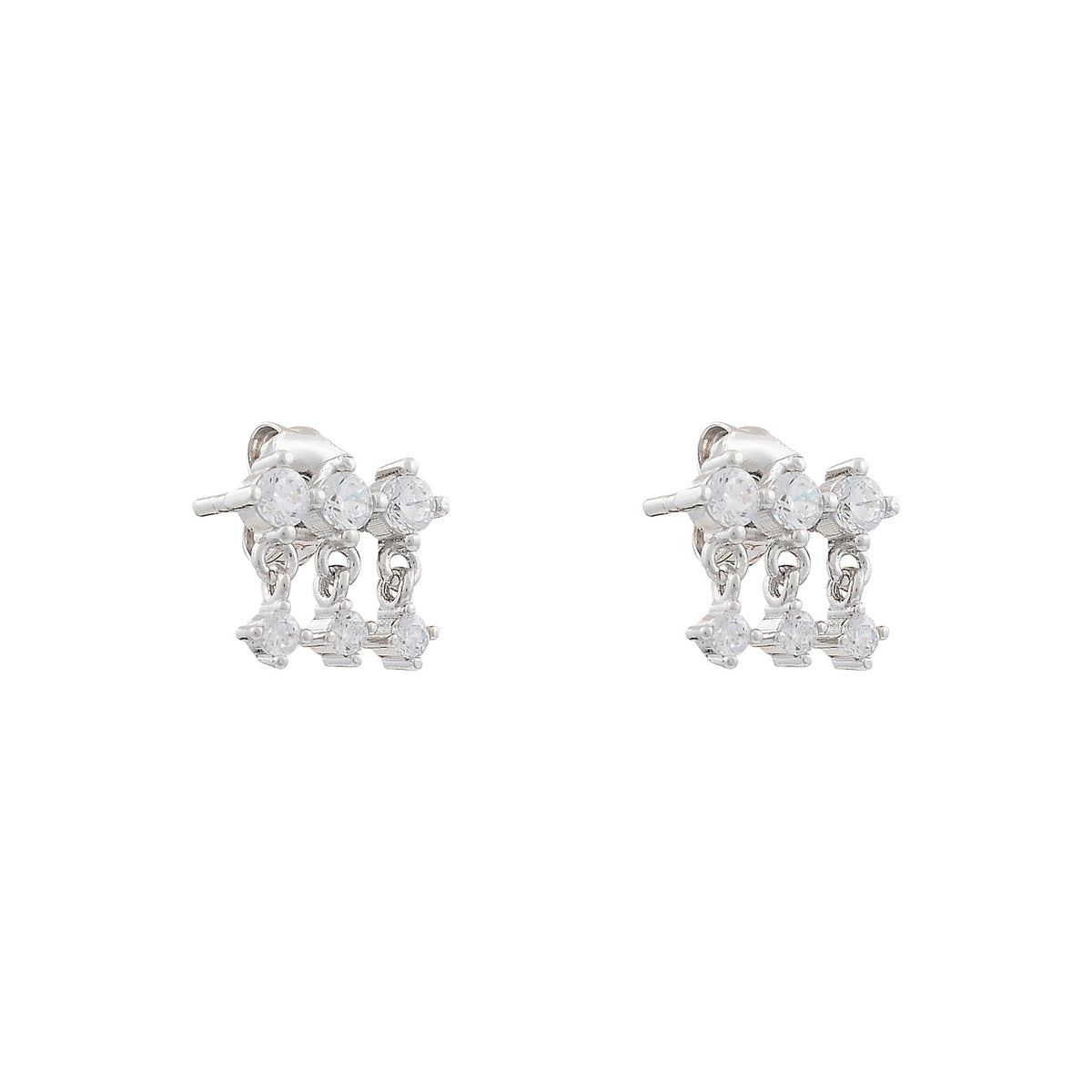 Gold CZ Three Drop Fringe EarringsEarrings
