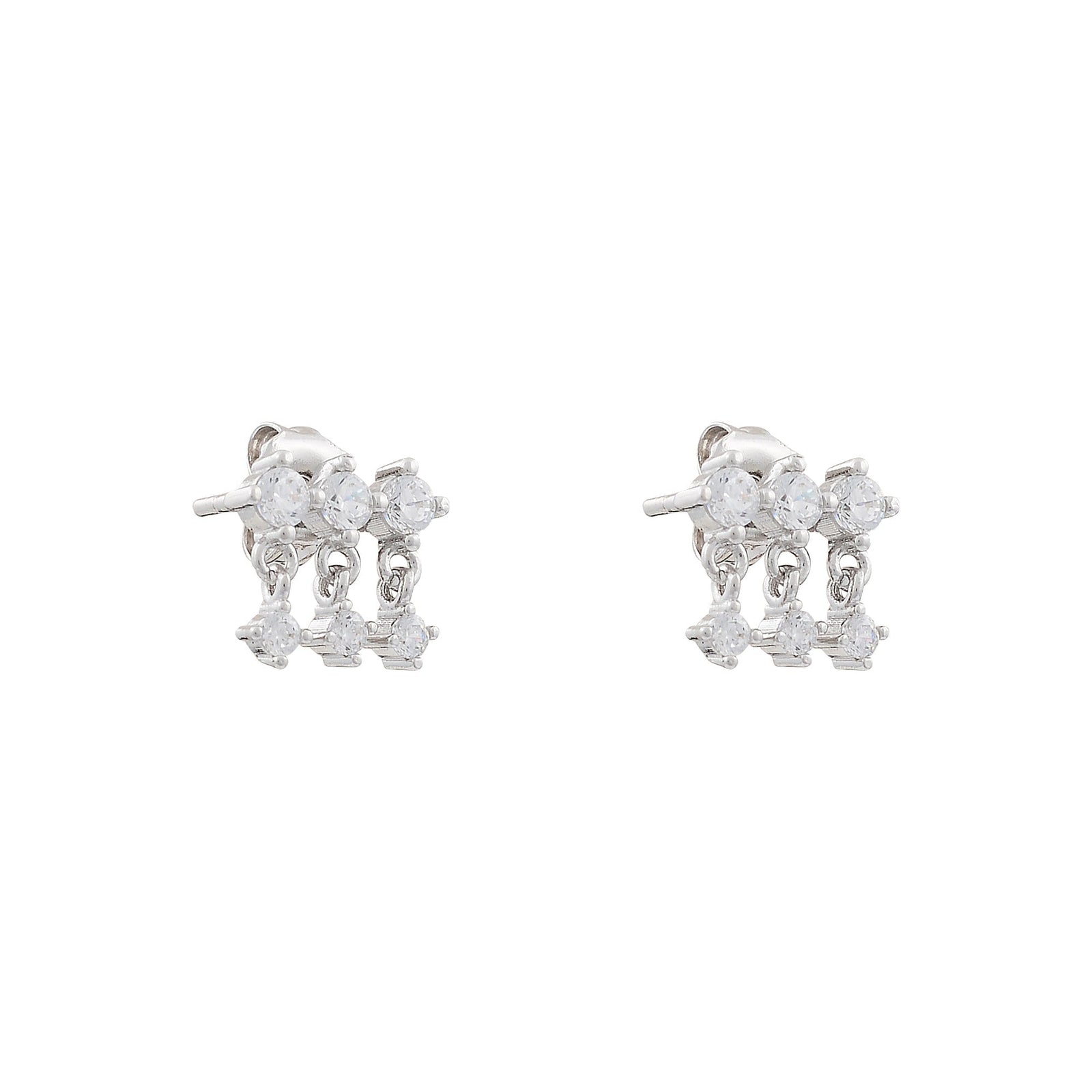 Gold CZ Three Drop Fringe EarringsEarrings