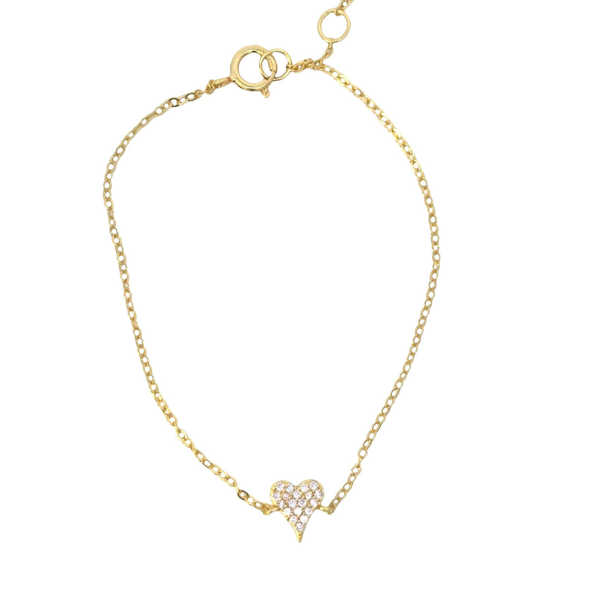 Gold Pavé Heart Bracelet – Dainty CZ Minimalist ChainBracelets