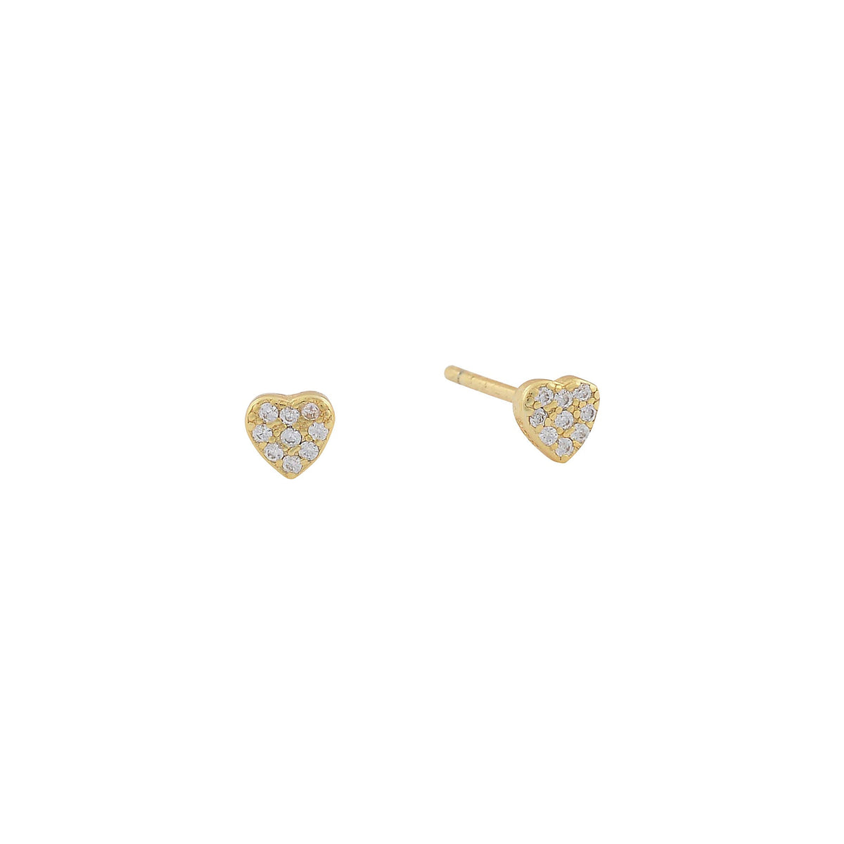 Gold Pavé Heart Stud Earrings – Dainty CZ Minimalist StudsEarrings