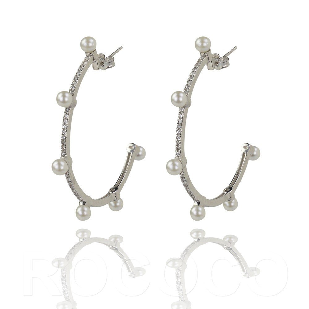Half hoop pearl and cz large earringEarrings