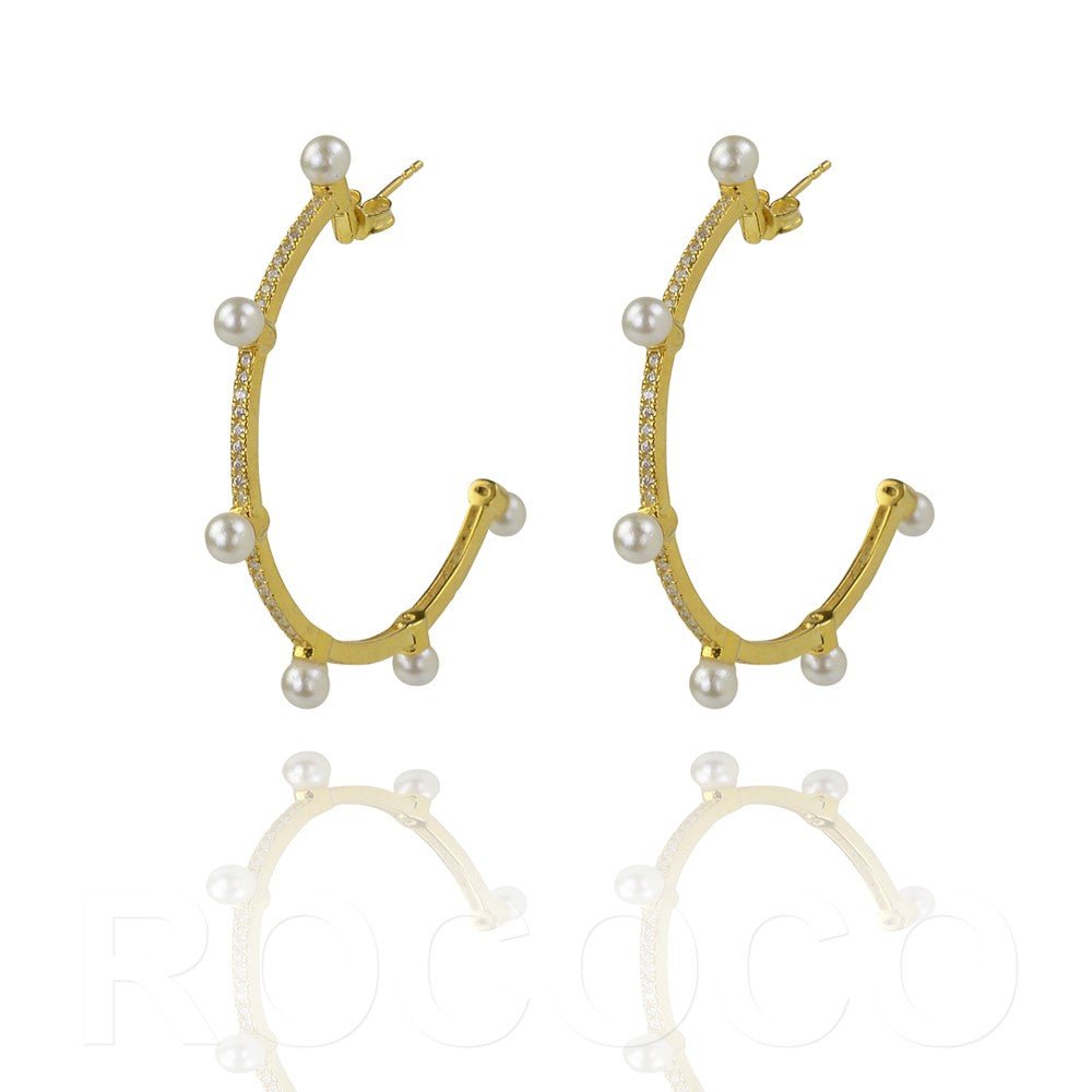 Half hoop pearl and cz large earringEarrings