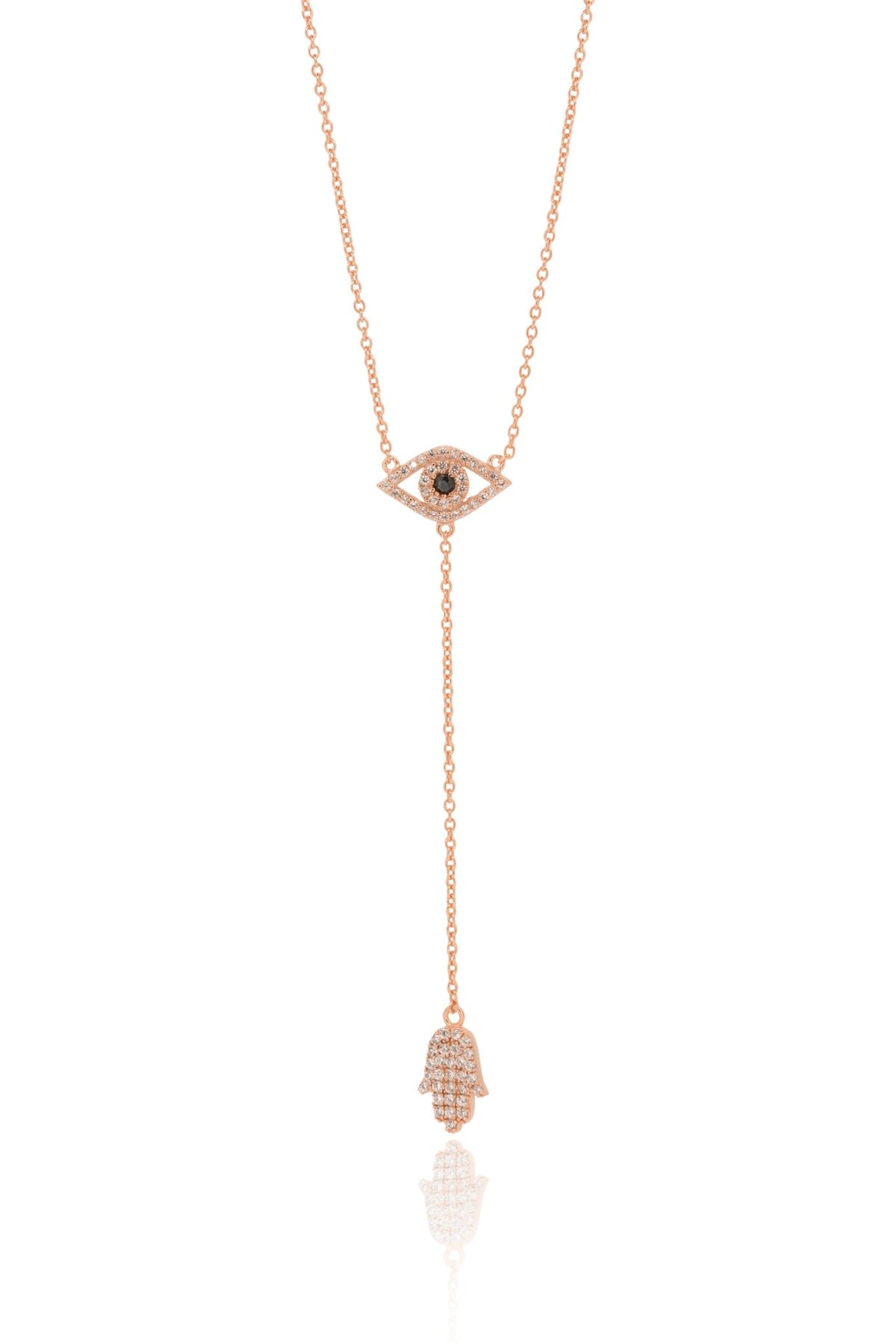 Hamsa and evil eye drop necklaceNecklace