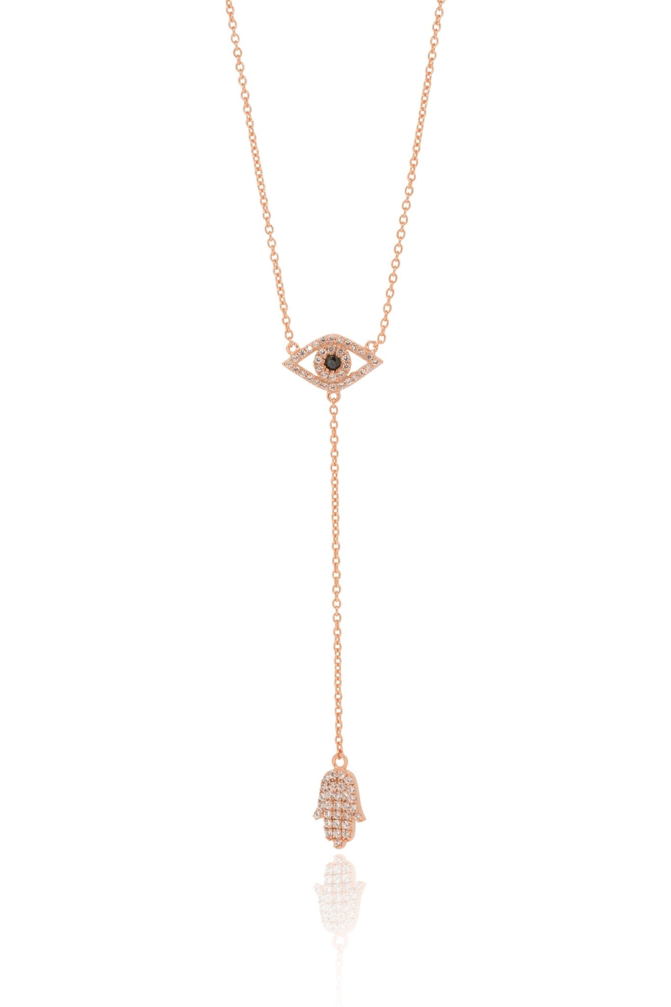 Hamsa and evil eye drop necklaceNecklace