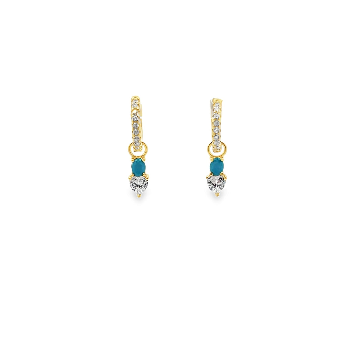 Heart and stone drop Love huggie earringsEarrings