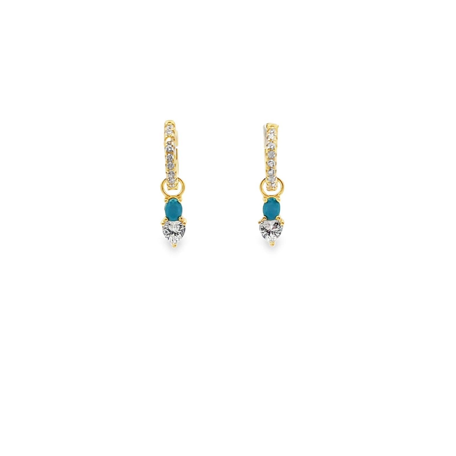 Heart and stone drop Love huggie earringsEarrings