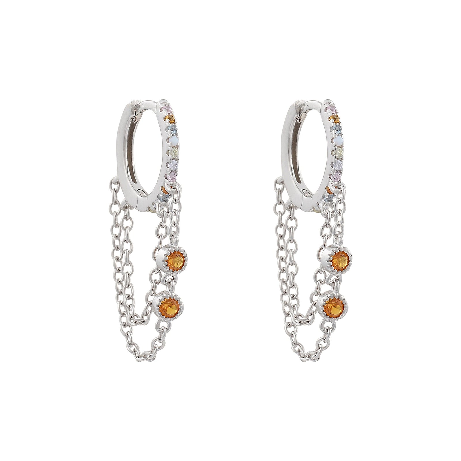 Huggie and chain drop glitter earringsEarrings