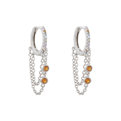 Huggie and chain drop glitter earringsEarrings