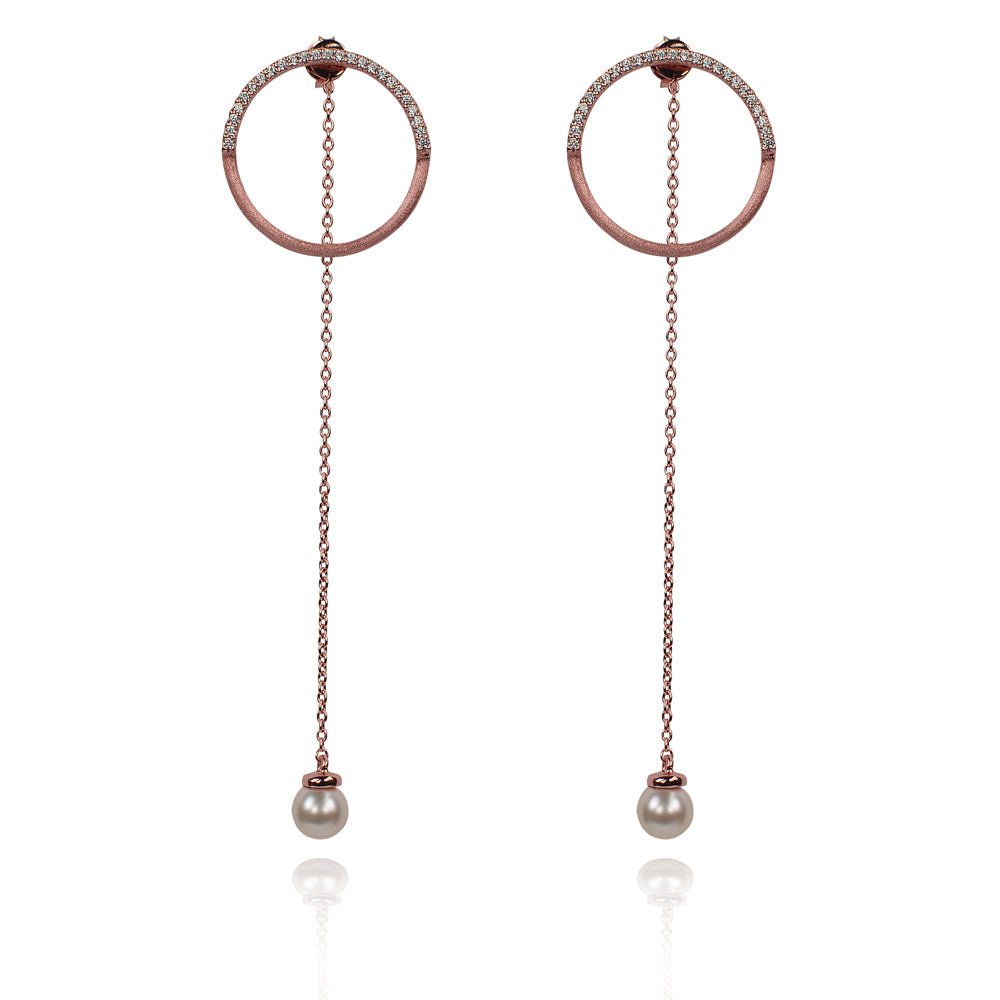 Karma Circle &amp; Pearl Drop Earrings | Pearls of Wisdom | 925 Sterling Silver | Gold &amp; Rose Gold PlatingEarrings