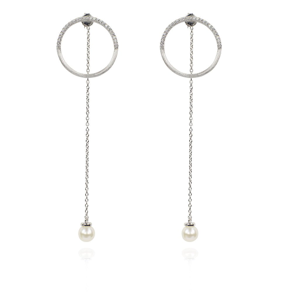 Karma Circle & Pearl Drop Earrings | Pearls of Wisdom | 925 Sterling Silver | Gold & Rose Gold PlatingEarrings