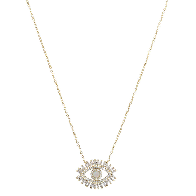 Large Baguette Evil Eye Protection NecklaceNecklace