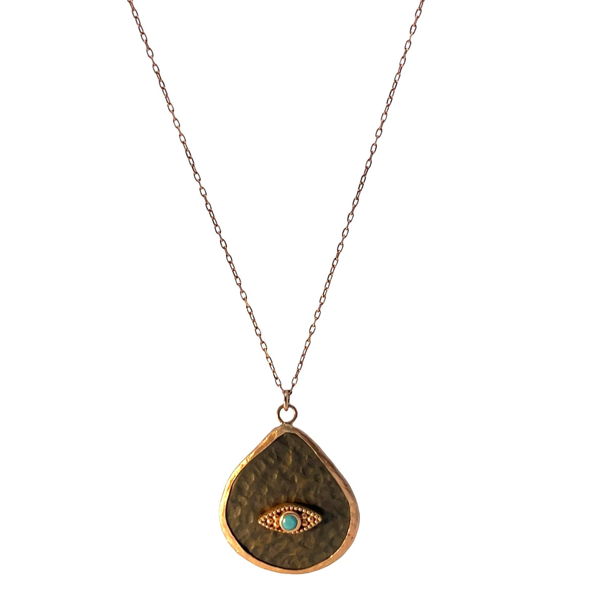 Large Evil Eye Hammered Teardrop Necklace in Black RhodiumNecklaces