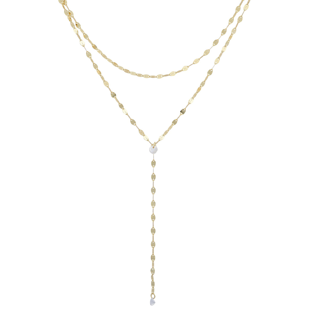 Lariat Glitter chain with cz two stand celestial radiance necklaceNecklace