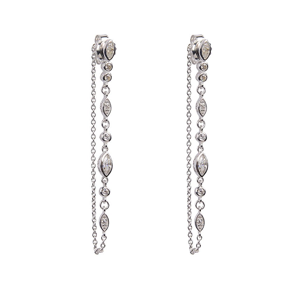Long drop chain multi cz earringEarrings