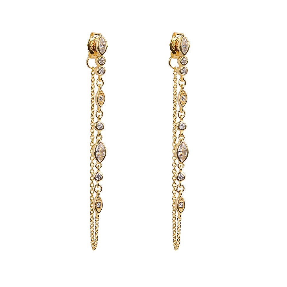 Long drop chain multi cz earringEarrings