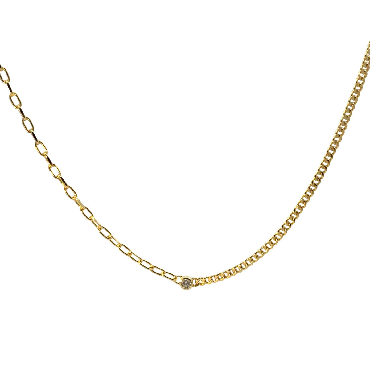 Mixed Chain Single CZ NecklaceNecklace