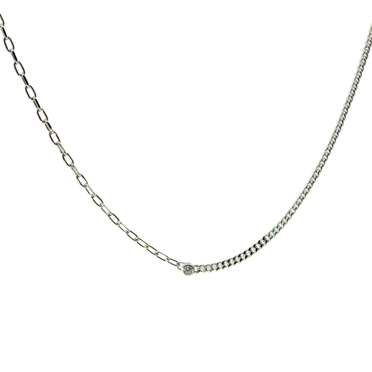 Mixed Chain Single CZ NecklaceNecklace