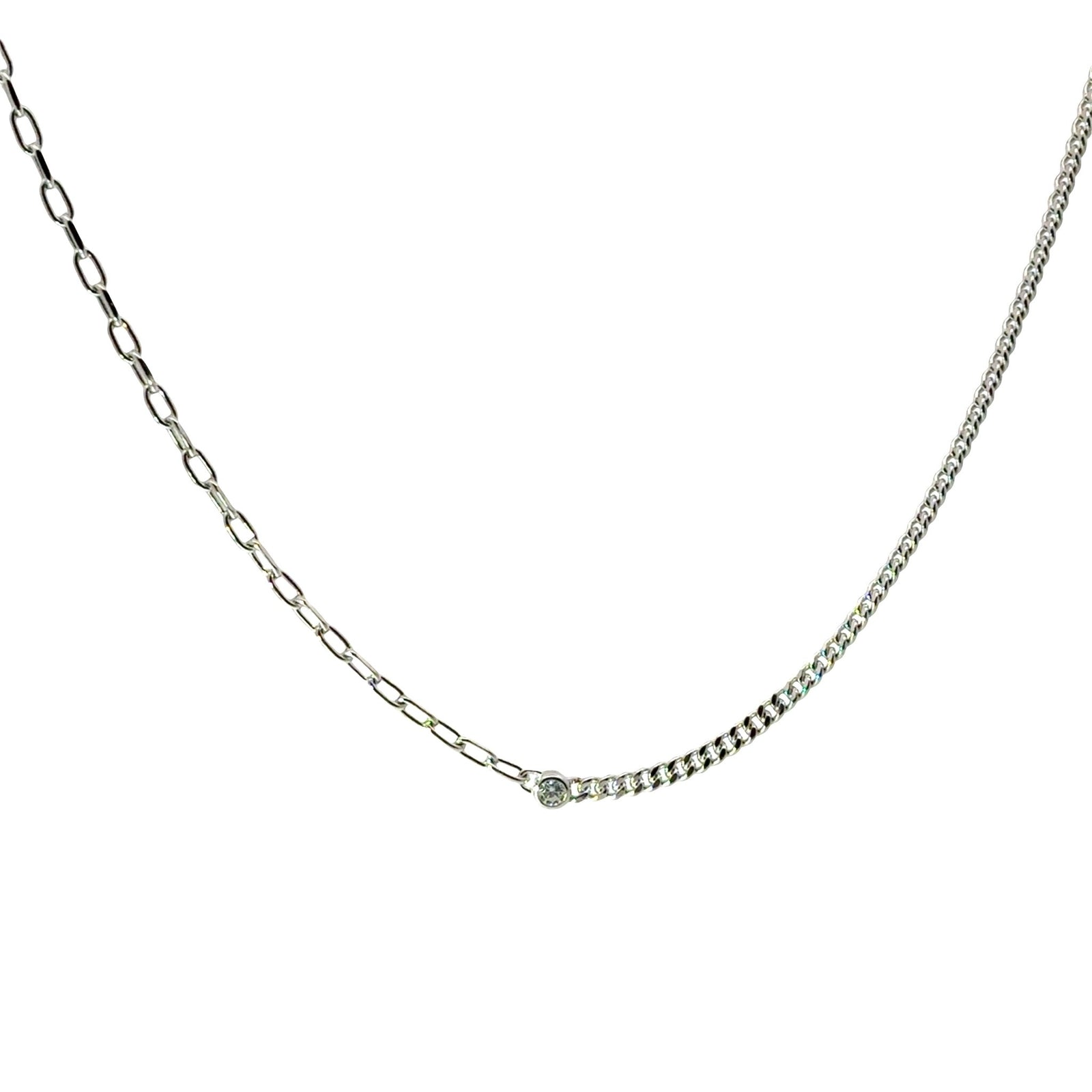 Mixed Chain Single CZ NecklaceNecklace