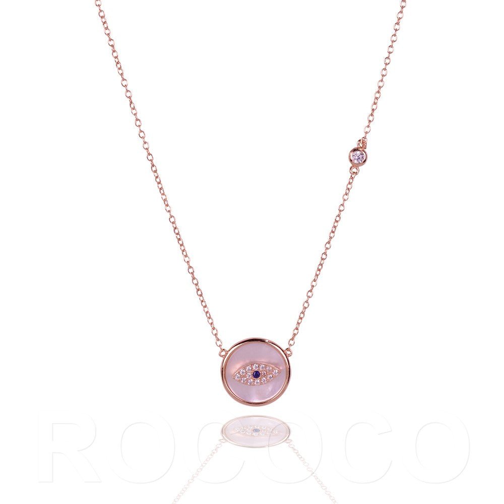 Mother of pearl small round evil eye necklaceNecklace