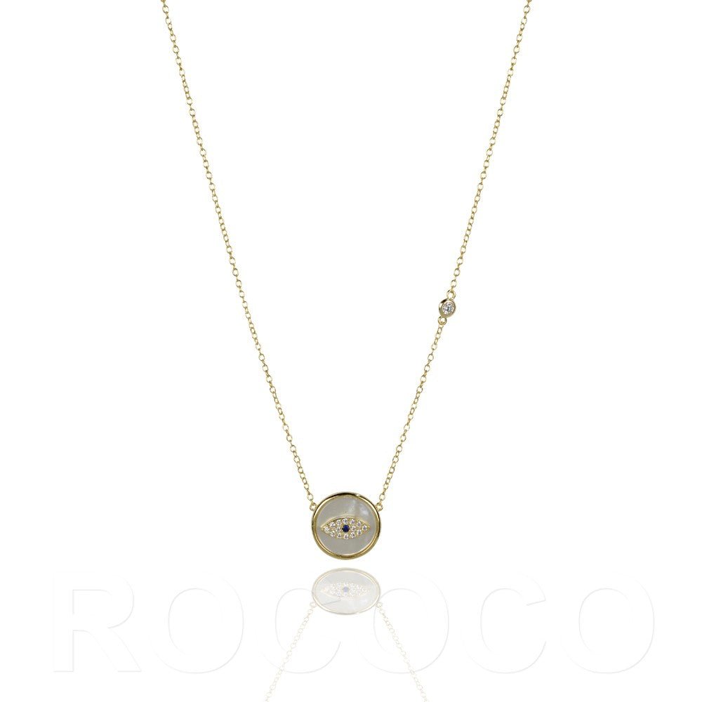 Mother of pearl small round evil eye necklaceNecklace