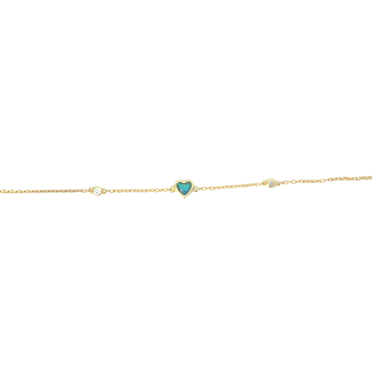 Opalite and side cz Heart Love bracelet 925 sterling silverBracelet
