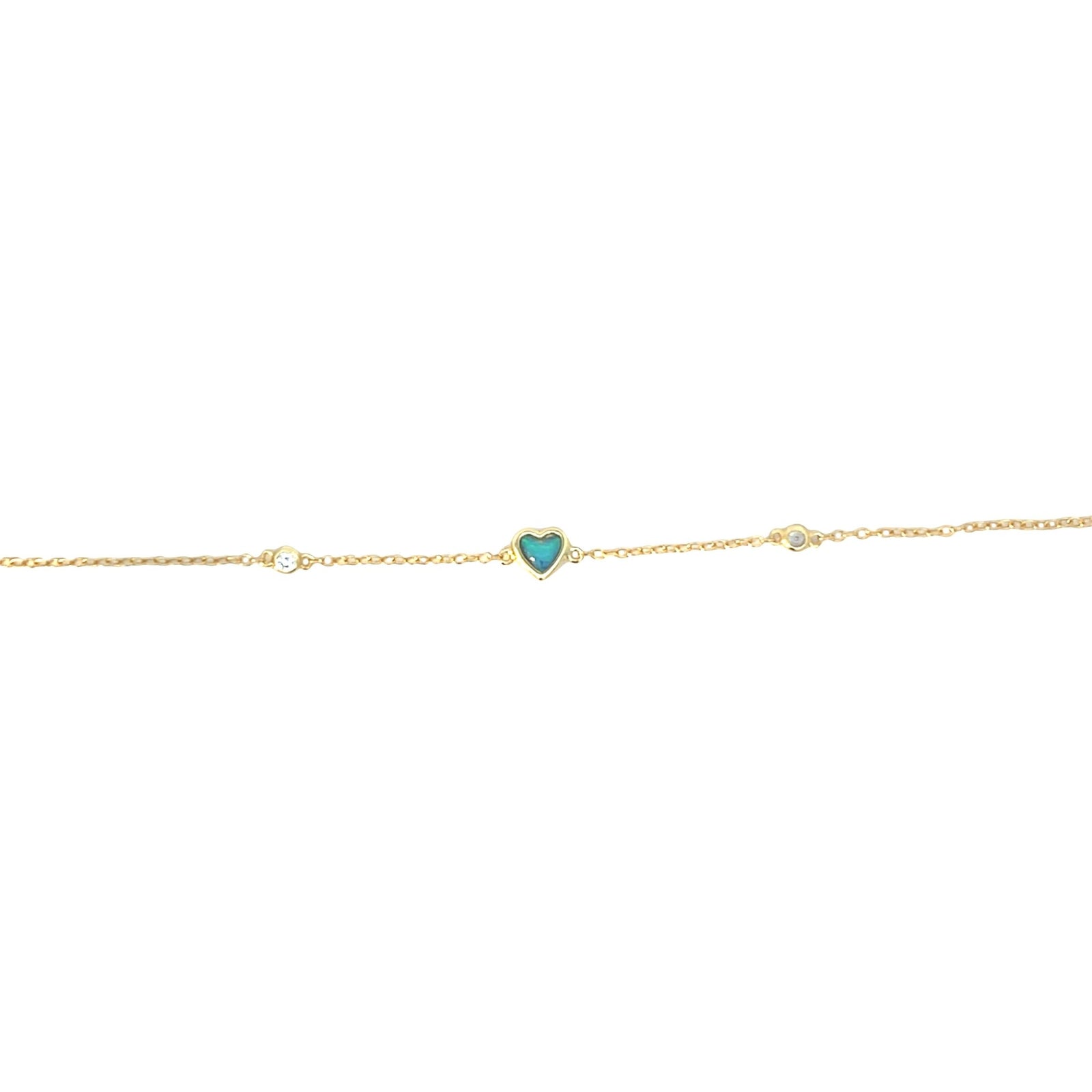 Opalite and side cz Heart Love bracelet 925 sterling silverBracelet
